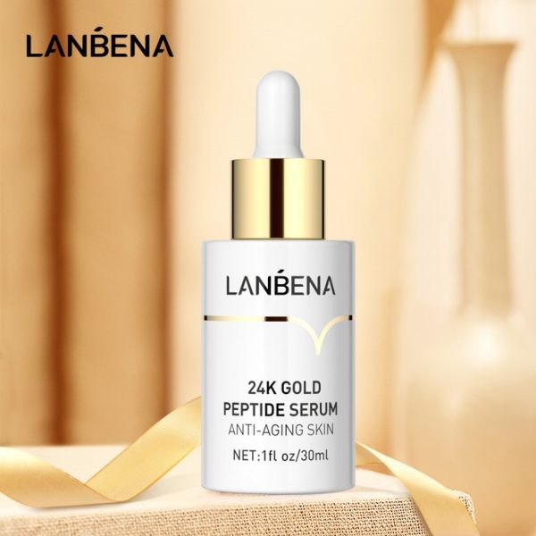 LANBENA Anti-aging facial serum with 6 peptides and 24 karat gold 30ml.